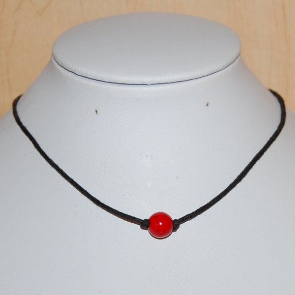 Red Howlite Necklace,Cord Necklace,Minimalist Necklace,Choker Necklace,Choker - Picture 1 of 2